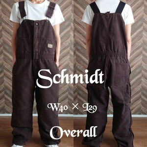 SCHMIDT ダブルニーオーバーオール/裏地付サロペット 古着実寸W40L29【YOA1361】