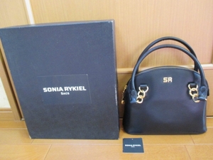 SONIA RYKIEL ／ソニアリキエル★未使用 牛革バッグ 黒色 ★ヴィンテージ★美品★