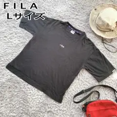 FILA フィラ Lサイズ Tシャツ 黒ブラック ワンポイント刺繍