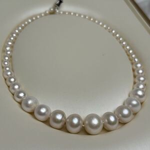 綺麗！南洋パールネックレス7-13mm クラデーション　42cm necklace jewelry グラデーション 美しい