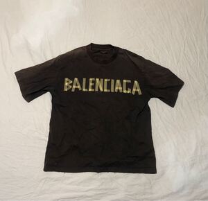 サイズ S BALENCIAGA logo-print 23SS Tape Type Medium Fit Tee Tシャツ コットン BLACK 739784TOVA9