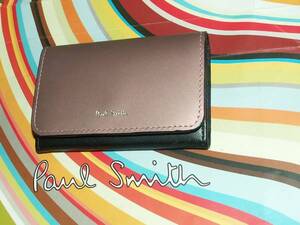 071　新品本物即決　ポールスミス　Paul Smith　牛革　Pメタリック　名刺入れ　カードケース