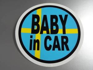 BC●スウェーデンBABY in CARステッカー 7.5cmサイズ●VOLVO_ボルボ 車に 北欧 赤ちゃんが乗ってます カーステッカー ベビー EU