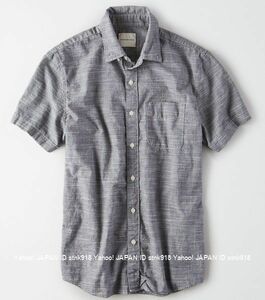 〓SALE!! アメリカンイーグル/US M/AE Cotton Slub 半袖シャツ/Black