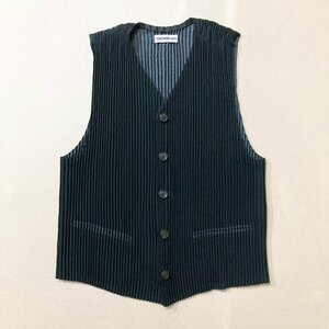 ★vintage ISSEY MIYAKE MEN イッセイミヤケメン プリーツベスト チョッキ メンズ サイズL ブラック 日本製 ヴィンテージ 銀タグ 0.25kg★