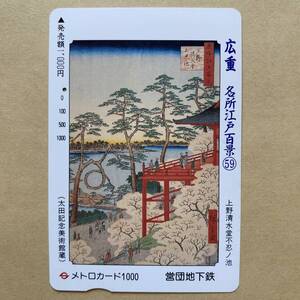 【使用済】 浮世絵メトロカード 営団地下鉄 東京メトロ 歌川広重 名所江戸百景59 上野清水堂不忍ノ池