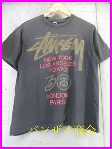 【送料300円可】5060b4◆メキシコ製◆STUSSY ステューシー ワールドツアー 半袖Tシャツ S/サンフェード/ボロ/BORO/ヴィンテージ古着