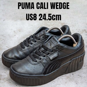 PUMA プーマ カリ ウェッジ 24.5cm 厚底スニーカー オールブラック　レディーススニーカー　PUMAスニーカー　PUMA厚底