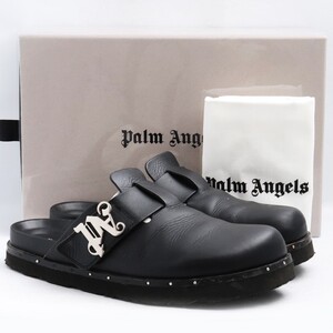 PALM ANGELS ロゴプレートレザーミュール サイズ42 ブラック PMIJ005R24LEA0011000 パームエンジェルス サンダル BLACK MULES シューズ