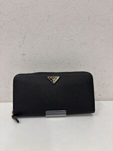 ⑰PRADA プラダ 長財布 ラウンドファスナー 黒 ブラック BLK 1ML506 メンズ