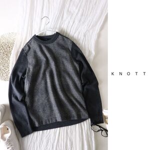 トゥモローランド/ノット KNOTT☆ウールカシミヤ クルーネックチェックニット 1サイズ☆M-B 6698