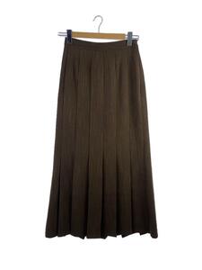 AMERI◆ロングスカート/M/ポリエステル/BRW/01320920350/HERRINGBONE HEM PLEATS SK