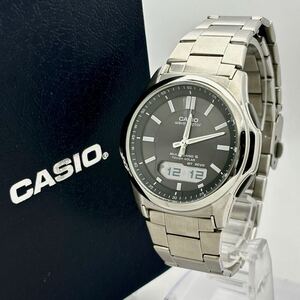 【外箱/美品】CASIO カシオ 電波ソーラー メンズ 腕時計 シルバー ワールドタイム WVA-M630