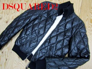 難あり★DSQUARED2 ディースクエアード★メンズ 羊革ラムスキン オールレザーダウンジャケット ブラック★R70112011C