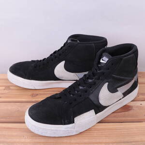 z4831 ナイキ SB ズーム ブレーザー ミッド US9.5 27.5cm/黒 ブラック グレー 白 NIKE SB ZOOM BLAZER MID PRM メンズ スニーカー 中古