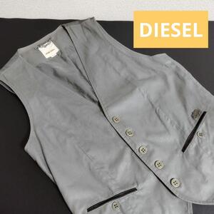 DIESEL ディーゼル メンズベスト コットン ラム革