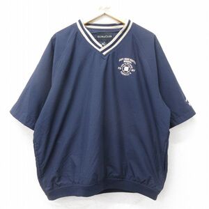 XL/古着 半袖 ジャケット メンズ 消防署 ラグラン 大きいサイズ Vネック 紺他 ネイビー 24sep11 中古 アウター ジャンパー ブルゾン