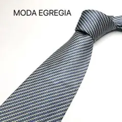 MODA EGREGIA ネクタイ　青白ストライプ　シルク100%