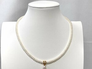 ★MIKIMOTO ミキモト 真珠 ベビーパール K18留め具 ネックレス ホワイト系パール トップ K18 ピンク系パール レディース★