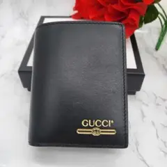 【未使用に近い】 GUCCI グッチ 折り財布 財布 ロゴ レザー