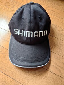 キャップ シマノ ブラック フリーサイズ 中古品 帽子 SHIMANO 黒 白 ロゴ 釣り フィッシング