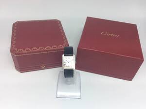 Y25□【QZ/不動品】Cartier カルティエ タンク 腕時計 2針 2716 SS 革ベルト ステンレス スチール 箱付き 現状品