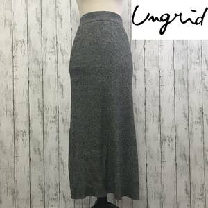 Ungrid 　アングリッド　リブ編みマーメイドスカート　Fサイズ　 チャコールグレー　伸縮性もある着心地でリラックス　S5.4-18　USED