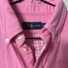 【美品】Ralph Lauren ピンク 長袖ポロシャツ　Mサイズ　チェック柄