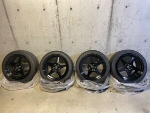 《引き取り限定》リーガマスター 無印 黒 114.3 17インチ9J＋38 4本 当時物 希少 タイヤ TOYO TIRES R1R 245/40/17 Desmond RegaMaster