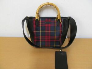 (57984)MACKINTOSH PHILOSOPHY　レディース　3WAY　バンブー　ショルダーバッグ　ハンドバッグ　トートバッグ　チェック　USED