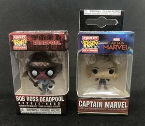 ファンコポケットPOP　デッドプール&キャプテンマーベル　Funko Pocket Pop Keychains Marvel - Bob Ross Deadpool&captain marvel