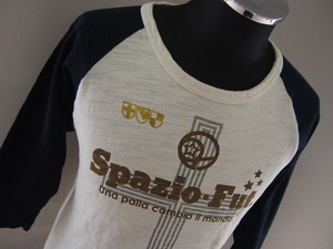 スパッツィオ★七分袖Ｔシャツ★カットソー★ラグラン★プリント★ロゴワッペン★Ｍサイズ★SPAZIO