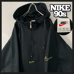 極美品 90s NIKE ハーフジップ プルオーバー フーディ パーカー y2k