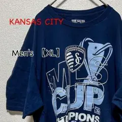 HA421　adidas　Ｔシャツ【メンズXL】ネイビー　KANSAS CITY