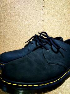 【Dr.MARTENS】ドクターマーチン 1461 BLACK MILLED NUBUCK WP 3ホールシューズ UK7 (26cm ) ブラック ミルド ヌバックレザー【美品】