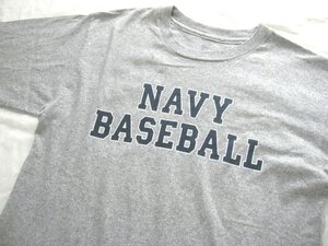 USA製 NAVY BASEBALL TシャツL　霜降りグレー　USA古着　アメリカ古着