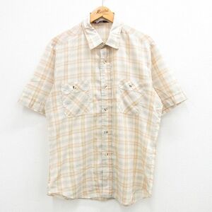 M/古着 リーバイス Levis 半袖 シャツ メンズ 80s ベージュ他 カーキ チェック 24may06 中古 トップス