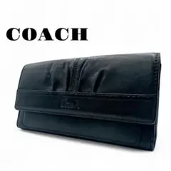 【極美品】COACH コーチ レザー 長財布 ブラック 三つ折り