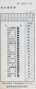 国鉄地図式車内補充乗車券福井車掌区乗務員発行年不明