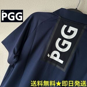 5/L 即日発送/春夏新品/PGG/パーリーゲイツ/ピージージー/メンズ/カッコイイ/半袖ポロシャツ/裏 ハニカム ジャガード ロゴ /ネイビー/紺