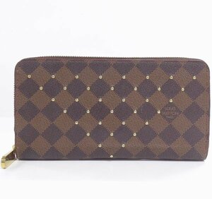 美品 良品 ルイヴィトン ダミエ スタッズ ジッピーウォレット ラウンドファスナー 長財布 N60122 LOUIS VUITTON