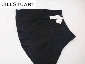 1.9万 新品　ジルスチュアート　JILLSTUART ★黒　くるみボタン　裾フリル　サテンスカート　2　M相当