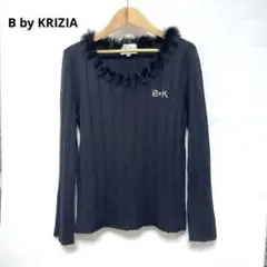 B by KRIZIA クリツィア 黒 B&K ファー襟 ニット 長袖 XL