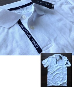 【既決USA】ノーティカ ★ NAUTICA@完売胸元刺繍【NAUTICA 1983】ロゴ入半袖ポロ【NAUTICA Print Logo Graphic Short Sleeve Polo】白@XS