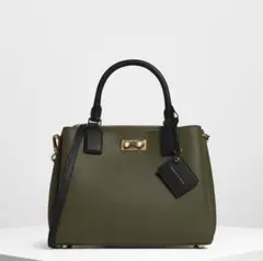 CHARLES & KEITH トップハンドルストラクチャーバッグ オリーブ