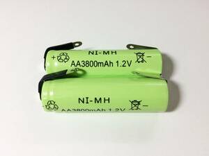 タブ付き 単3形 ニッケル水素電池 Ni-MH 3800mAh 1.2V 2本組