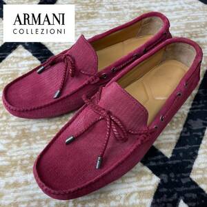 【美品】ARMANI COLLEZIONI アルマーニコレッツォーニ◇スリッポン スウェードレザードライビングシューズ メンズ 紳士 サイズ42(約27cm)