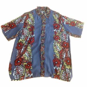 美品 ドゥニーム DENIME HAWAIIAN SHIRT　アロハ　シャツ　ハイビスカスガラ　レーヨンシャツ 半袖シャツ L