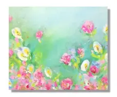 絵画　油絵　原画　抽象画　花　北欧　カラフル　ピンク　アート　インテリア　F8