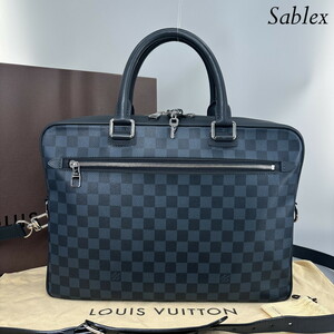 1円【未使用】LOUIS VUITTON ルイヴィトン ポルトドキュマン ダミエ コバルト メンズ ビジネスバッグ トート ブリーフケース N41347 